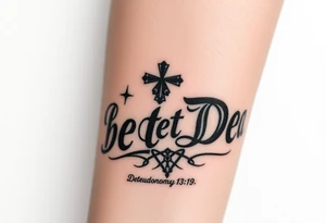 I want a cool design that includes the words “Don’t Get Dead” and includes the scripture reference Deuteronomy 30:19. tattoo idea