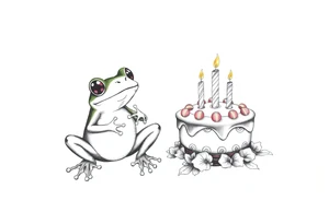 Fun hippie frog and a birthday cake tattoo idea