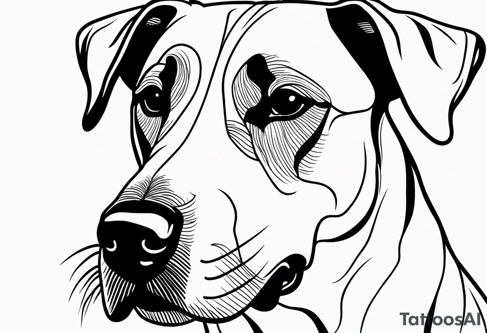 A one-line drawing of the contour of a chinese dog's head. tattoo idea
