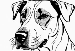 A one-line drawing of the contour of a chinese dog's head. tattoo idea