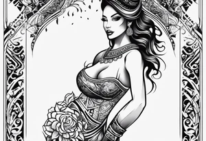 A thigh tattoo, symbol of strength, battle and motherhood. tattoo idea