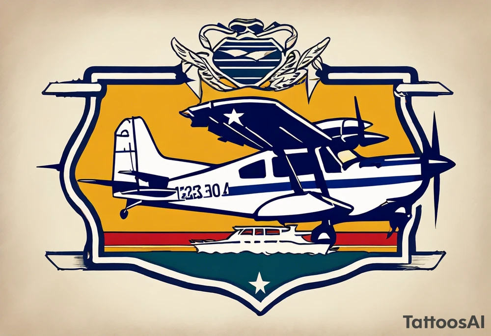 Create a tattoo that incorporates Texas, Arkansas, New Mexico,  Beechcraft A36, semper fidelis , boating, dates 05-01-2004, 02-25-2007, 05-19-2012 tattoo idea