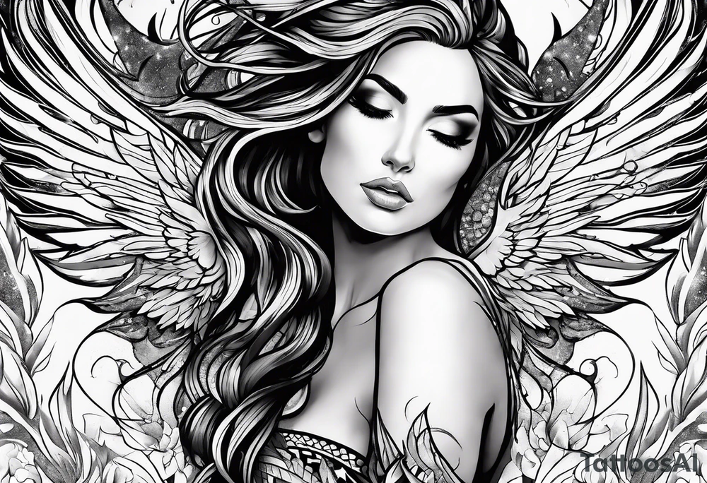Like a phoenix rising from ashes, a woman who's has been through pain and now finding her strength tattoo idea