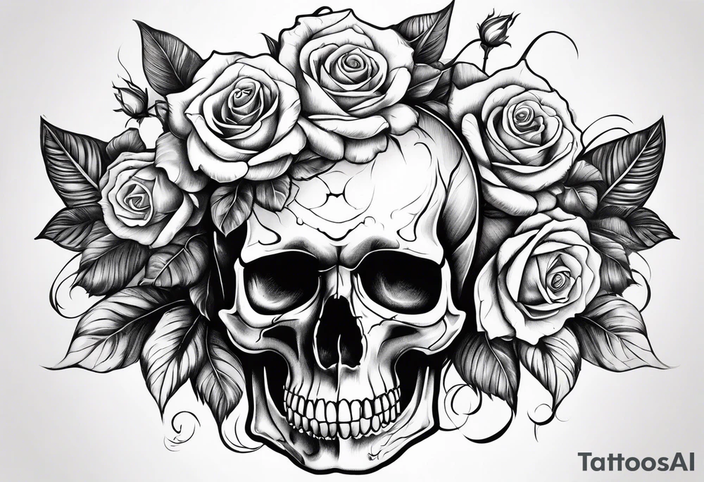 Skull with rose tattoo idea