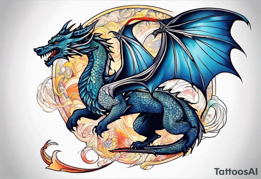 Game of thrones style flying dragon tattoo idea