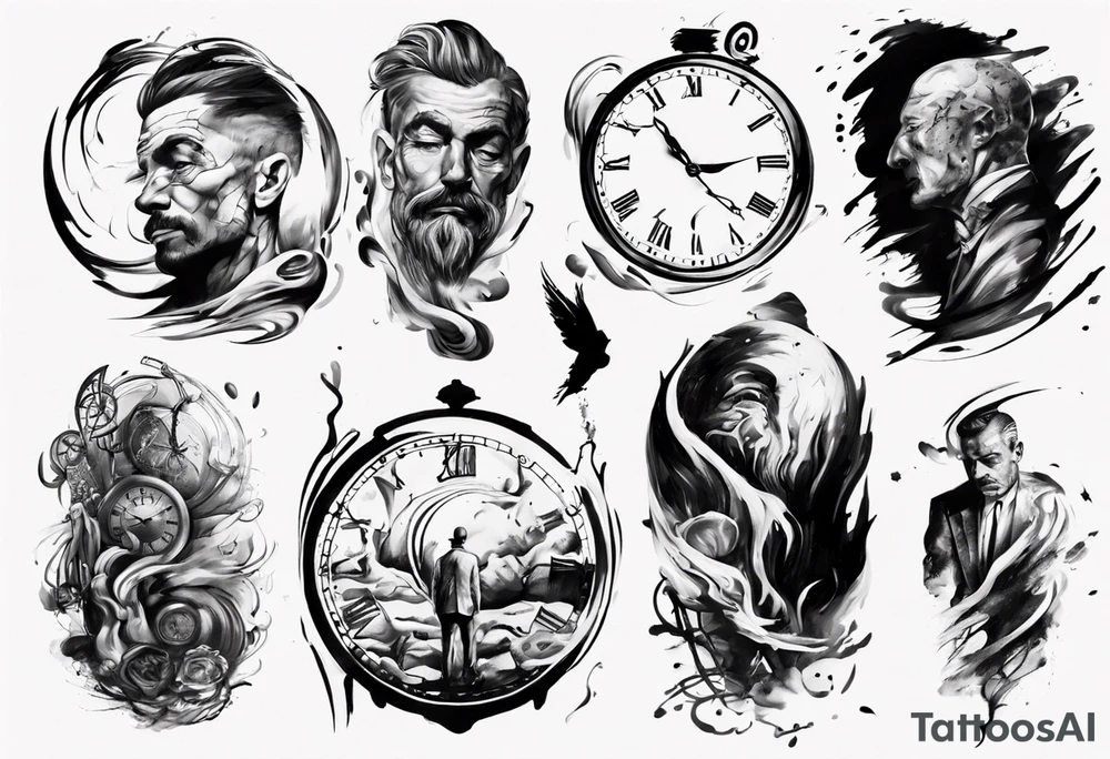 Brush stroke drawing a man and time tattoo idea