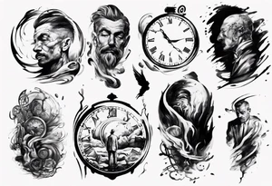 Brush stroke drawing a man and time tattoo idea