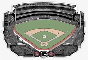 Fenway park walls outline with dog print centered in the middle of the infield tattoo idea