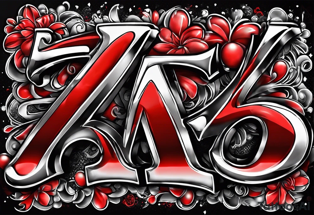 The name “EVERETT” in old school bubble graffiti with 3d effects with mostly red, black and white tattoo idea