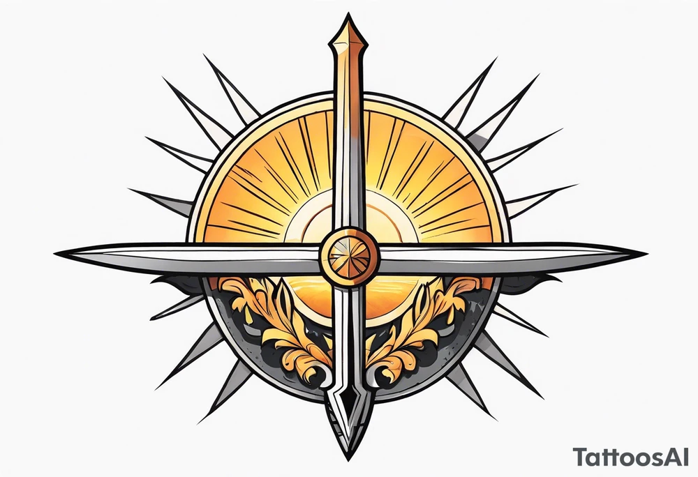 Sun and dagger tattoo idea