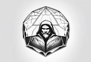 man protected under dome shield tattoo idea