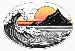 Sea and sunset tattoo.
Simple. black and white. tattoo idea