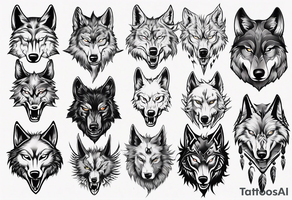 wolf head tattoo idea