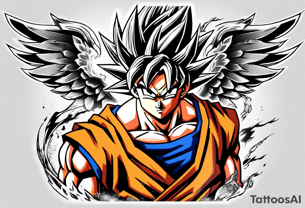 Son Goku with wings tattoo idea
