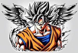 Son Goku with wings tattoo idea