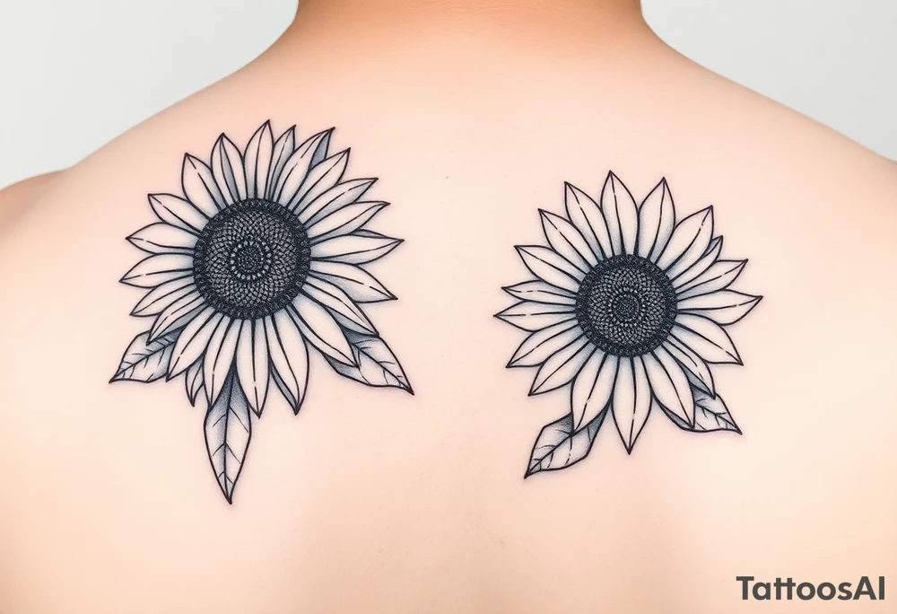 Small minimalist line art inspired by daughter Harlow and sunflower. tattoo idea