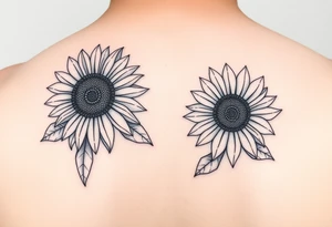 Small minimalist line art inspired by daughter Harlow and sunflower. tattoo idea