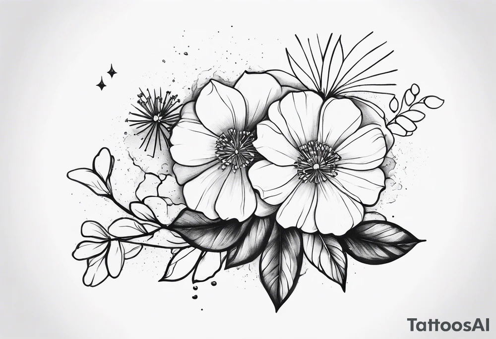 gardenia and dandelions forearm tattoo idea