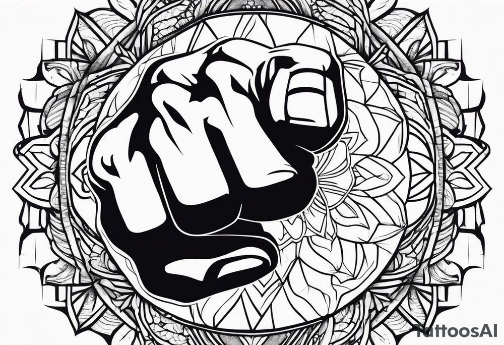 A clenched fist on the back using negative space techniques tattoo idea A clenched fist on the back using negative space techniques tattoo idea
