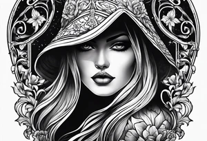 Shadow cloak protecting beautiful dagger tattoo idea