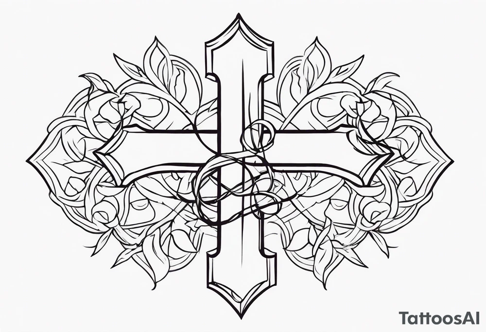cross with a wrapping vine tattoo idea