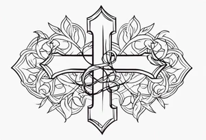 cross with a wrapping vine tattoo idea