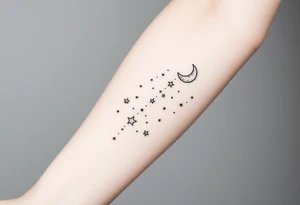 Night sky with constellation, stars  & moon tattoo idea