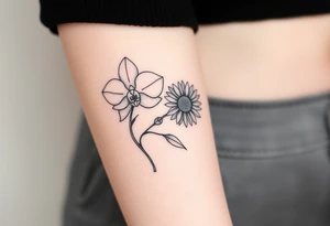 Orchid and sunflower tattoo idea