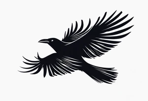 raven in flight seen from the back tattoo idea