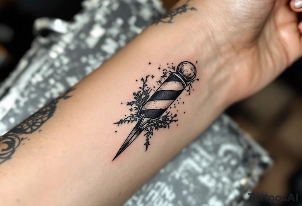 Barber pole 💈 with Scissors tattoo idea
