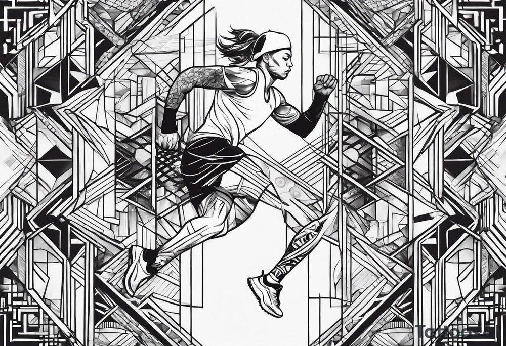 Create a running tattoo with the distances of 5k, 10k, 13.1, 26.2 tattoo idea