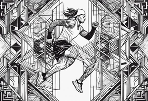 Create a running tattoo with the distances of 5k, 10k, 13.1, 26.2 tattoo idea