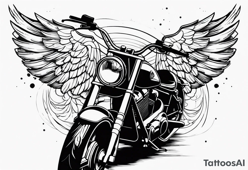 Motorcycle, wings, woods tattoo idea