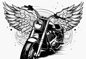 Motorcycle, wings, woods tattoo idea
