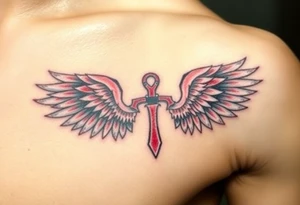 Angel Wings in the Shape of an Ankh (only red , blue and black are possible colors) tattoo idea