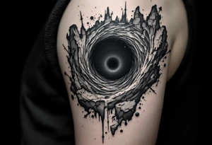 Parallel worlds entered by a black hole tattoo idea