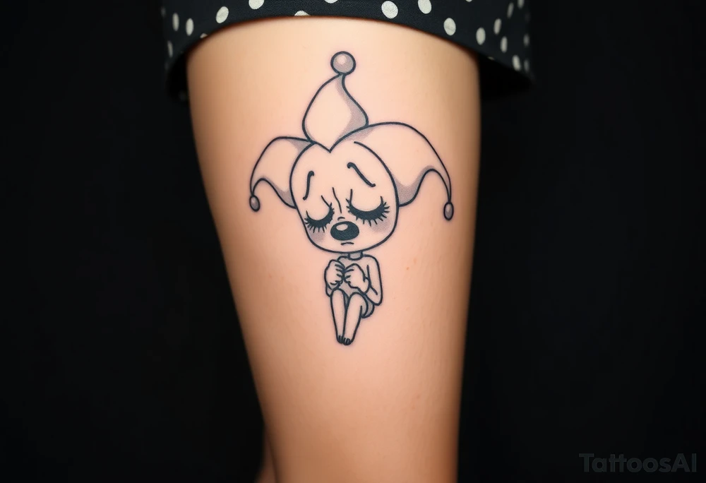 Sad female clown tattoo idea