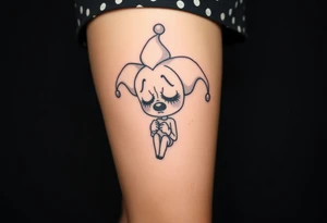 Sad female clown tattoo idea