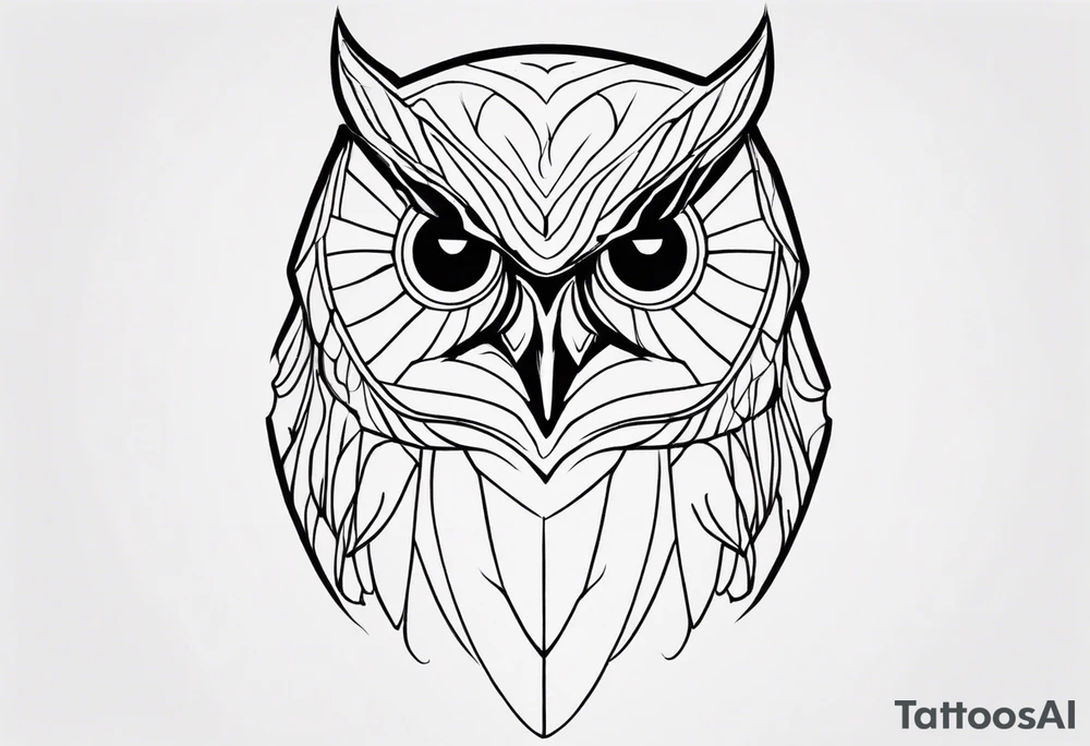 create one line tattoo of a owl head. the line has to start at the buttom and be finished at the top. Has to be simplistic and be one-line that is connected tattoo idea
