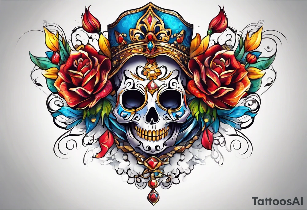 ribbon elegant artistic colorful tattoo idea