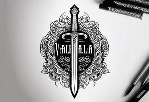 Valhalla sword viking funeral tattoo idea