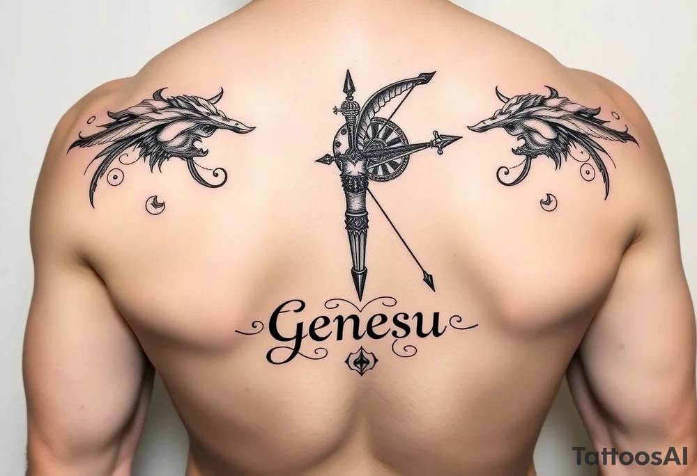 Sexy Sagittarius December 6th with the name genesis tattoo idea