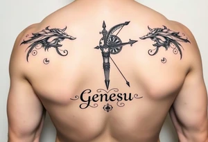 Sexy Sagittarius December 6th with the name genesis tattoo idea