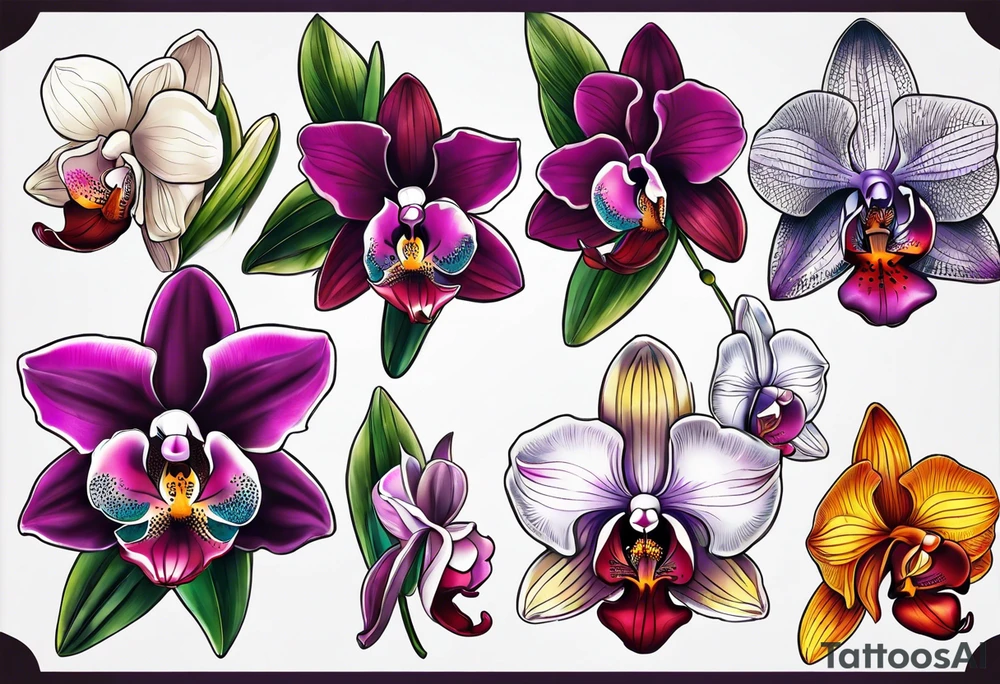 Small orchids tattoo idea