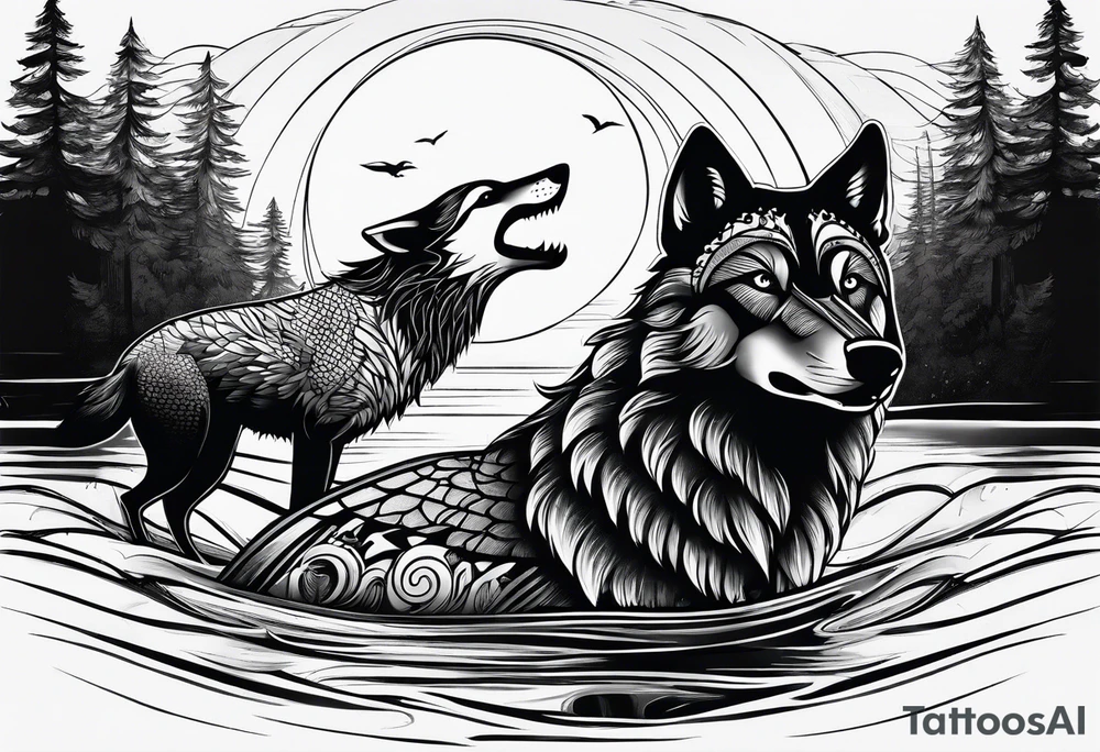 A loon and a wolf tattoo idea