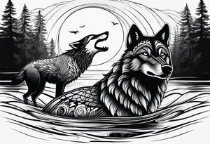 A loon and a wolf tattoo idea