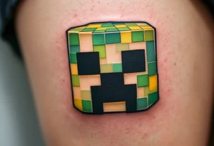 Small Minecraft creeper head block smaller tattoo idea