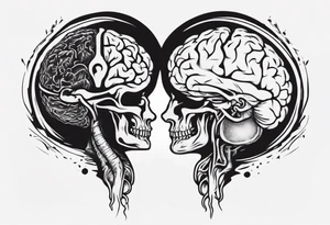 Half a human heart and half a human brain side by side tattoo idea