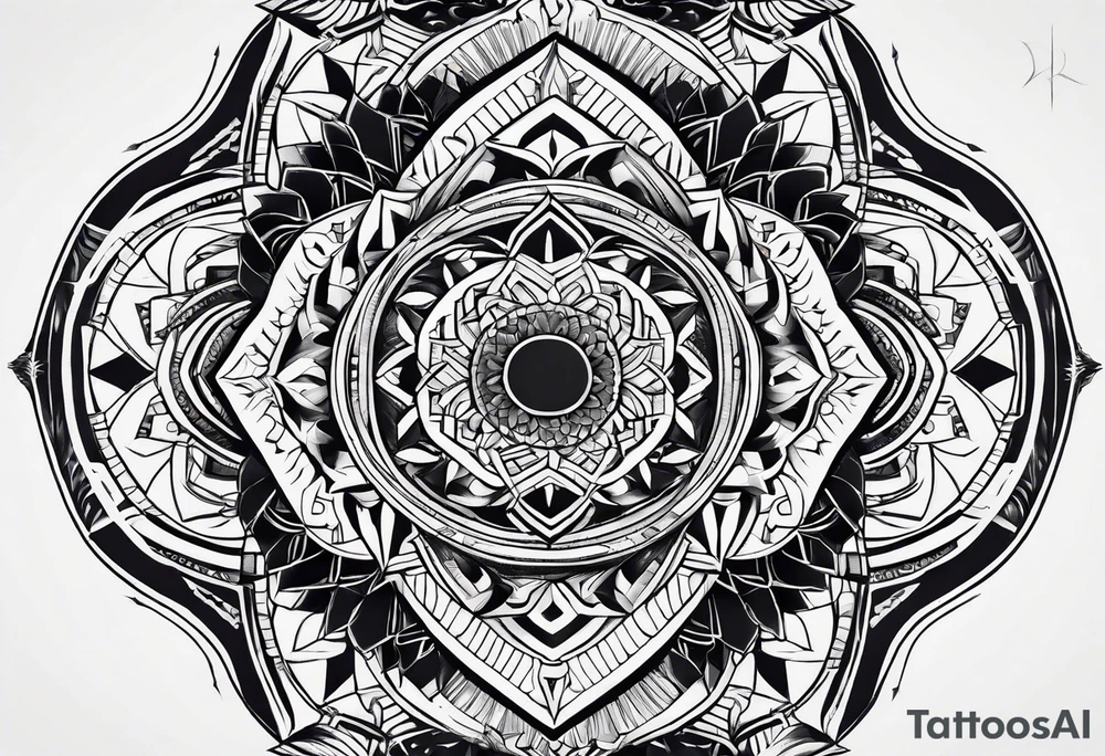 geometrical pattern middle object tattoo idea