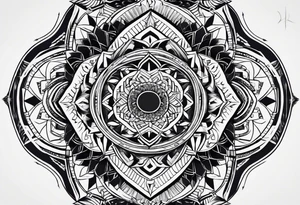 geometrical pattern middle object tattoo idea